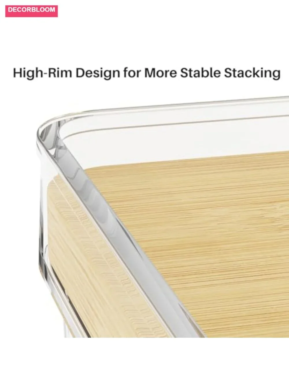 2 Set Pantry Organizer Stackable Storage Bins Bamboo Lid Produce Container